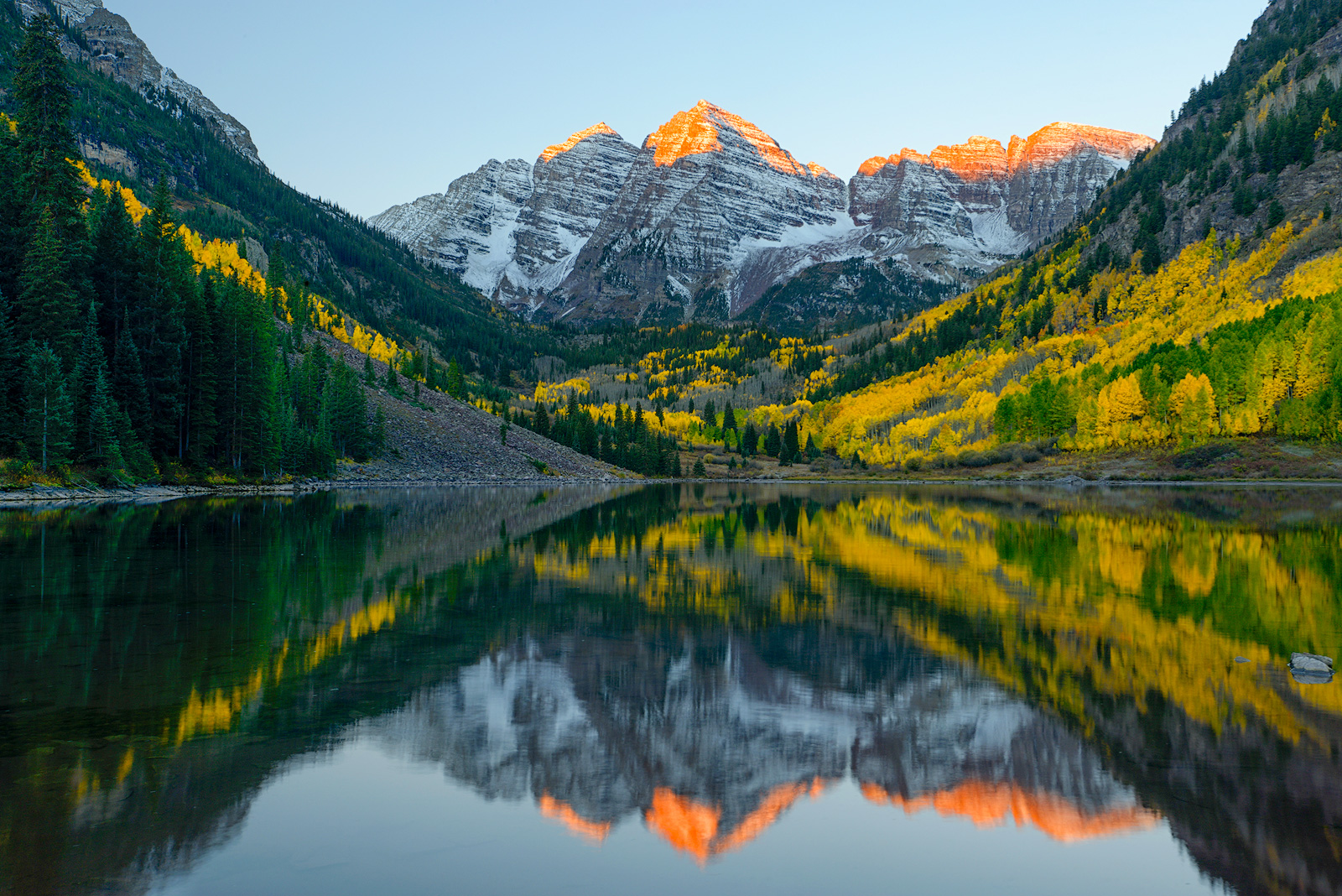 maroon bells, colorado, aspen, autumn, lake color