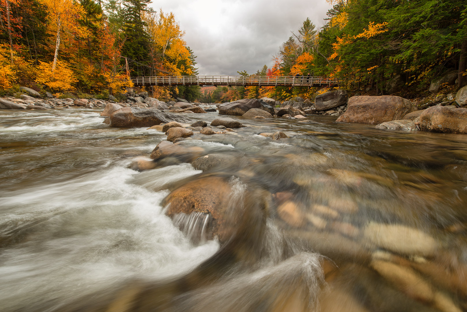 Kancamagus Highway, White Mountains, New Hampshire, Autumn, Bright, Colorful, Leaves, Fall Season, Road, Trees, Bridge, River...