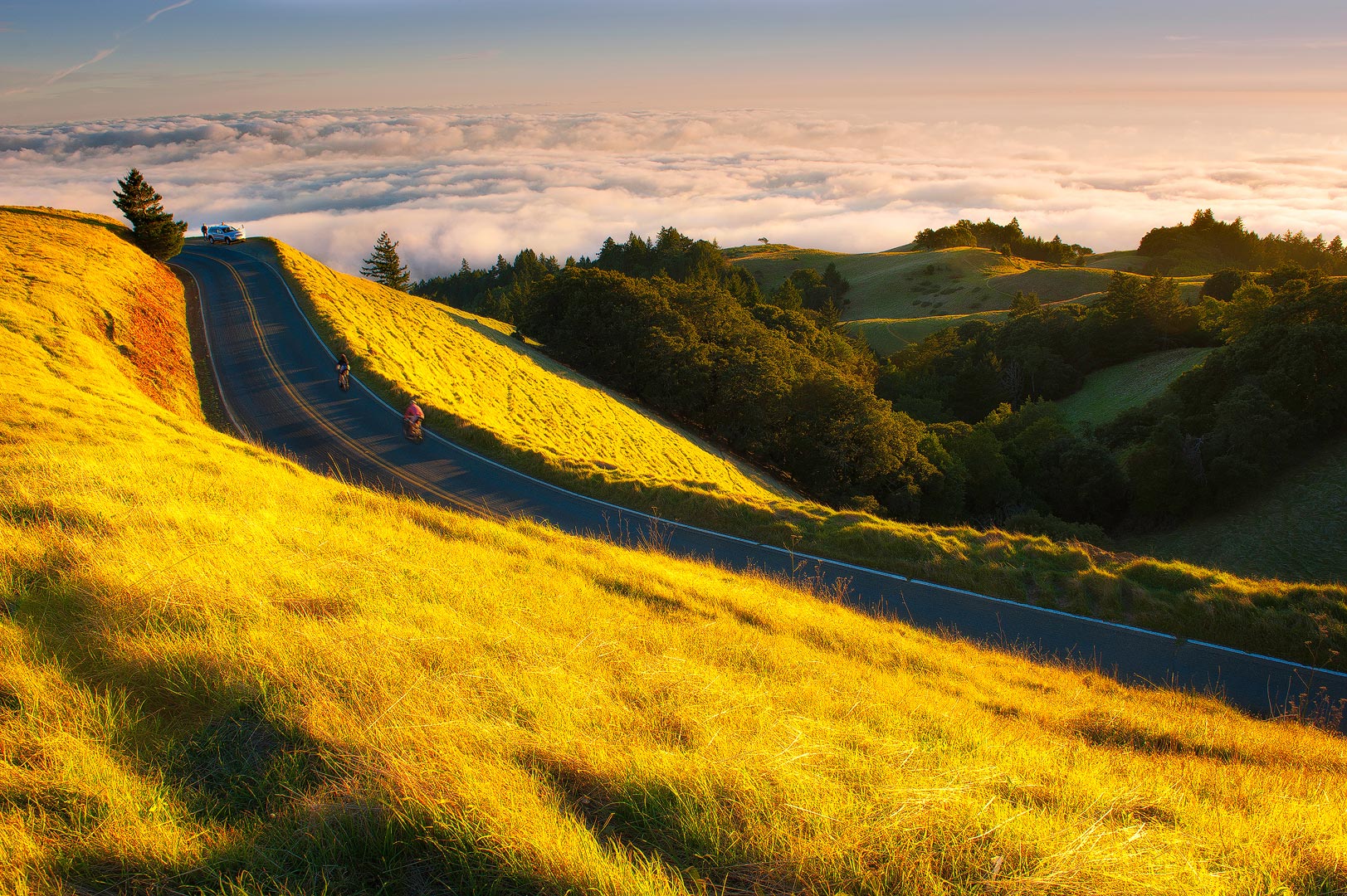 This beautiful place is right outside of San Francisco. Underneath those clouds is the Pacific Ocean. The scenery is amazing!...