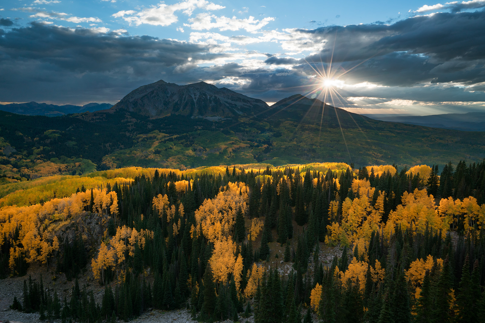 Colorado, Kebler Pass, aspen, autumn, fall, our planet, clouds, bernard chen, timescapes, golden, mountains