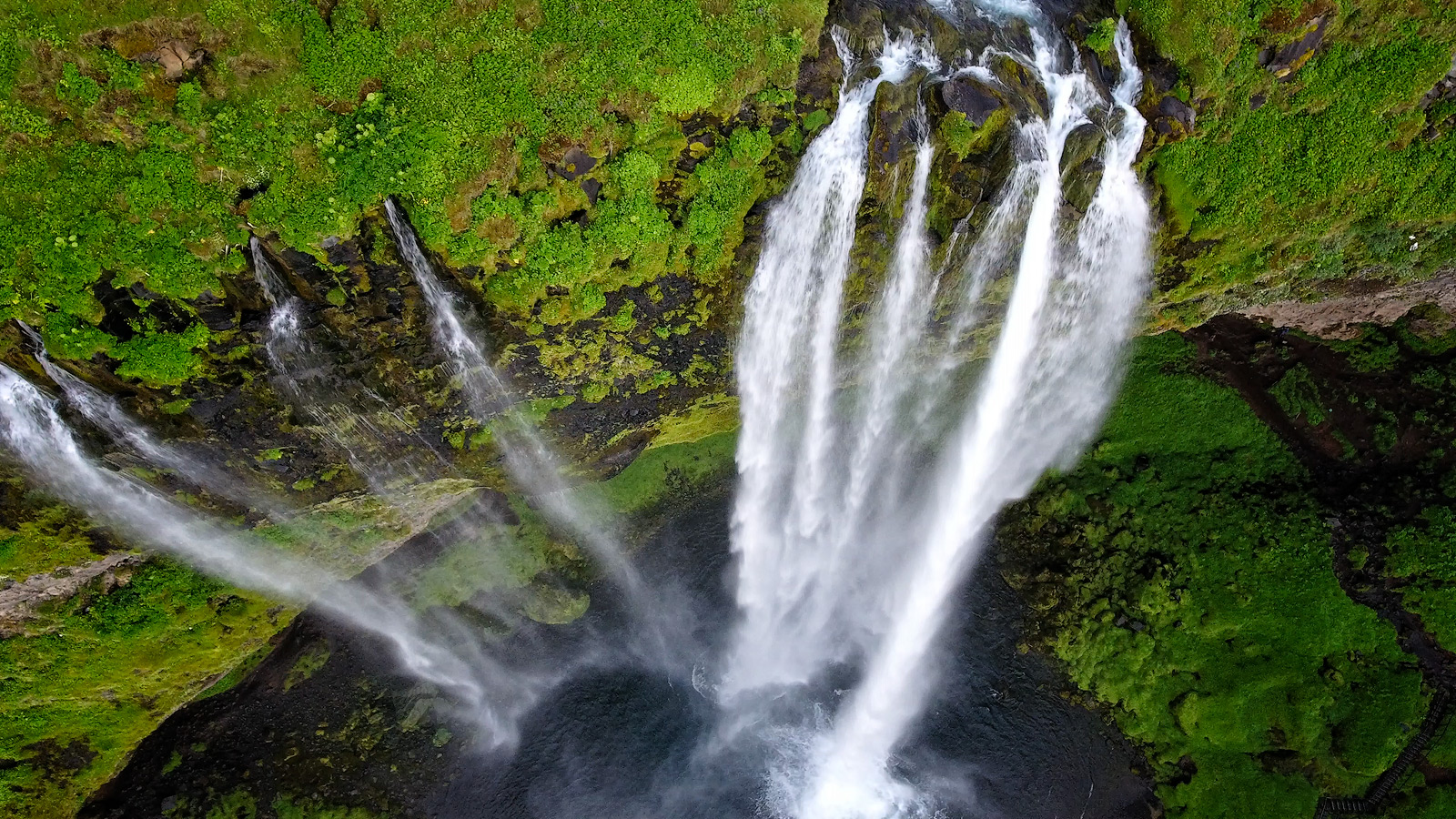 Seljalandsfoss, Iceland, waterfalls, aerial, DJI Phantom 4, drone, Bernard Chen