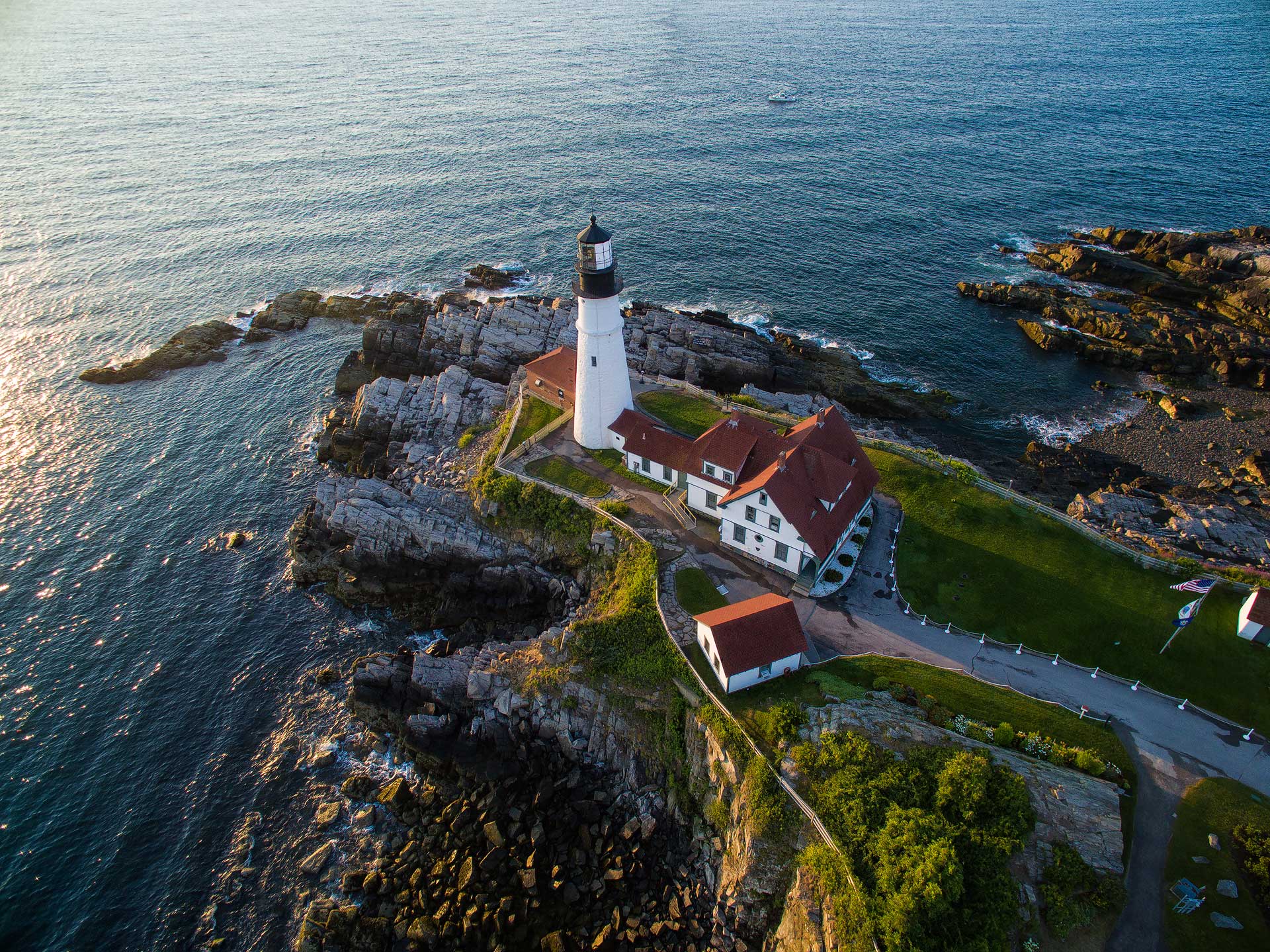 atlantic, ocean, coast, lighthouse, portland head, drone, aerial, photos, dji, phantom 3, sunrise, bernard chen, timescapes