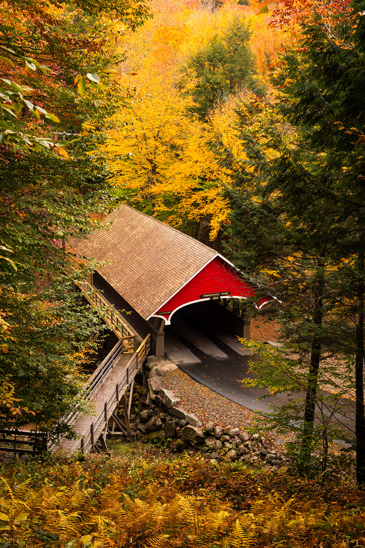 Kancamagus Highway, White Mountains, New Hampshire, Autumn, Bright, Colorful, Leaves, Fall Season, Road, Trees, Bridge, Flume...