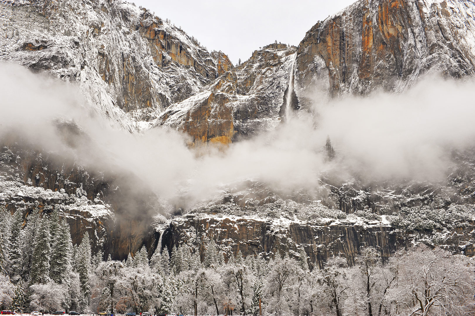 Yosemite, National Park, California, Winter, Landscape, Snow, Mountains, Waterfalls, Rivers, Vista, Iconic, Bridalveil Fall...